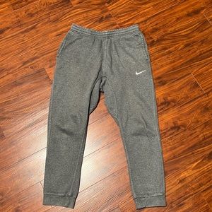 Gray Nike sweatpants.